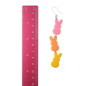 Exaggerated Colorful Bunnies Dangles Hypoallergenic Earrings for Sensitive Ears Made with Plastic Posts
