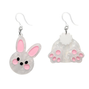 Exaggerated Cottontail Rabbit Dangles Hypoallergenic Earrings for Sensitive Ears Made with Plastic Posts