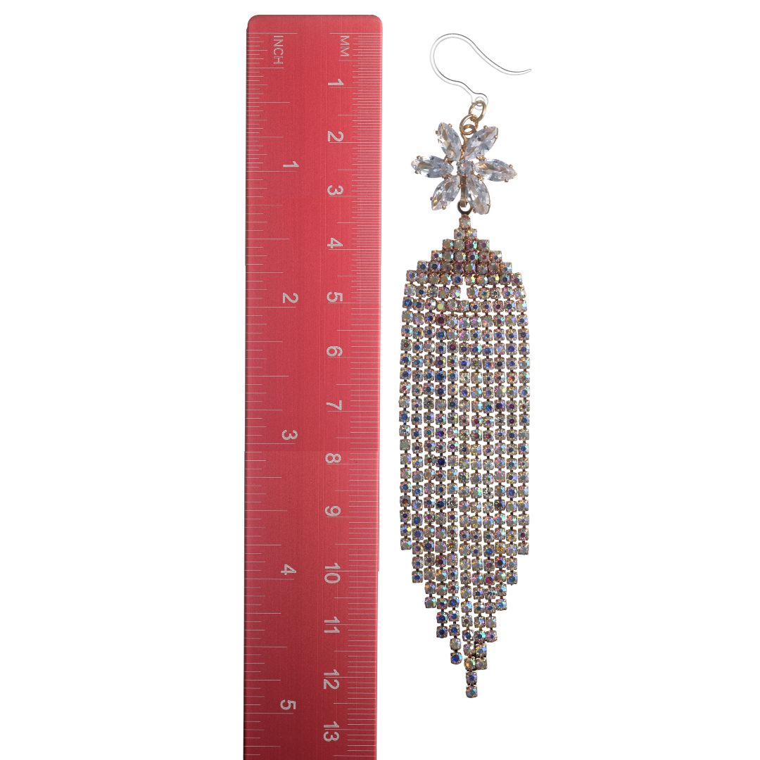 Exaggerated Dripping Flower Bling Earrings (Dangles) - size