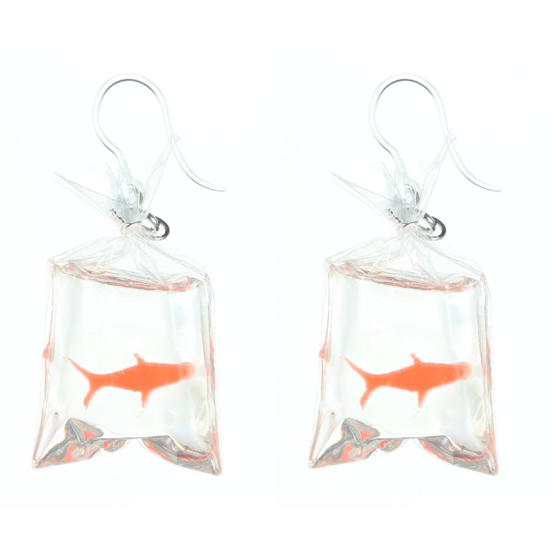 Exaggerated Fair Fish Dangles Hypoallergenic Earrings for Sensitive Ears Made with Plastic Posts