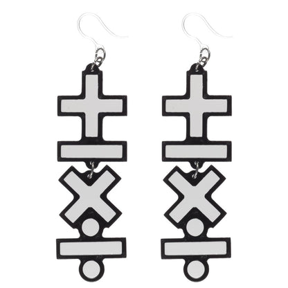 Exaggerated Math Dangles Hypoallergenic Earrings for Sensitive Ears Made with Plastic Posts