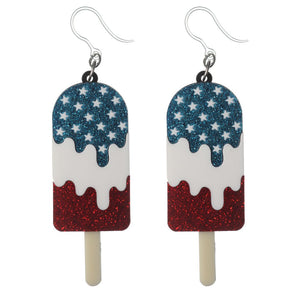 Exaggerated Patriotic Popsicle Dangles Hypoallergenic Earrings for Sensitive Ears Made with Plastic Posts