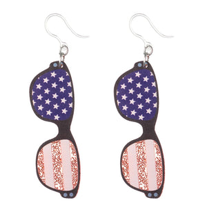 Exaggerated Patriotic Sunglasses Dangles Hypoallergenic Earrings for Sensitive Ears Made with Plastic Posts