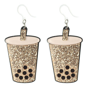 Exaggerated Boba Tea Dangles Hypoallergenic Earrings for Sensitive Ears Made with Plastic Posts