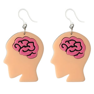 Exaggerated Brain Dangles Hypoallergenic Earrings for Sensitive Ears Made with Plastic Posts