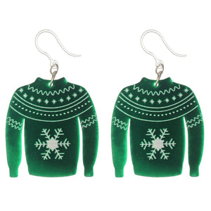 Exaggerated Christmas Sweater Dangles Hypoallergenic Earrings for Sensitive Ears Made with Plastic Posts