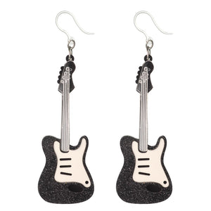 Exaggerated Electric Guitar Dangles Hypoallergenic Earrings for Sensitive Ears Made with Plastic Posts