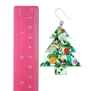 Exaggerated Festive Christmas Tree Dangles Hypoallergenic Earrings for Sensitive Ears Made with Plastic Posts