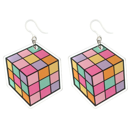 Exaggerated Flat Puzzle Cube Dangles