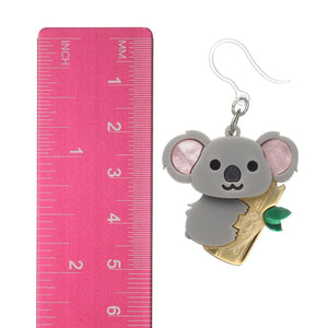 Exaggerated Koala Bamboo Dangles Hypoallergenic Earrings for Sensitive Ears Made with Plastic Posts