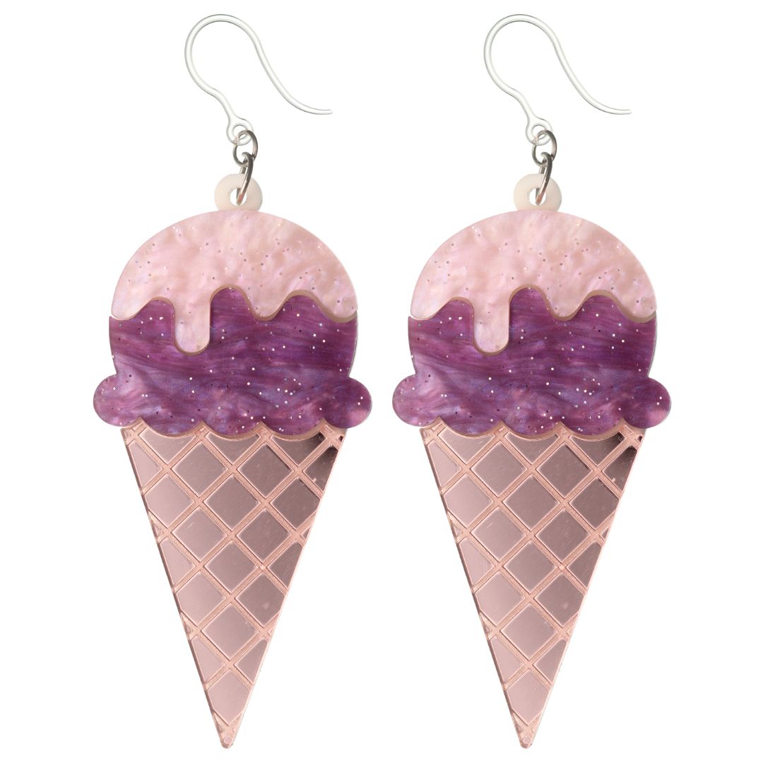 Exaggerated Pastel Ice Cream Dangles Hypoallergenic Earrings for Sensitive Ears Made with Plastic Posts