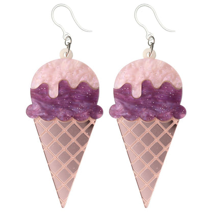 Exaggerated Pastel Ice Cream Dangles Hypoallergenic Earrings for Sensitive Ears Made with Plastic Posts