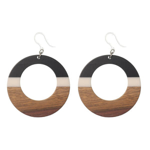 Exaggerated Wooden Celluloid Hoop Dangles Hypoallergenic Earrings for Sensitive Ears Made with Plastic Posts