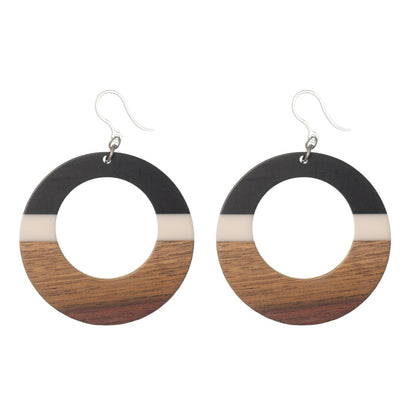 Exaggerated Wooden Celluloid Hoop Dangles