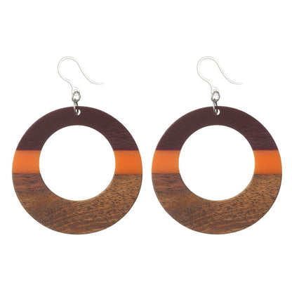 Exaggerated Wooden Celluloid Hoop Dangles