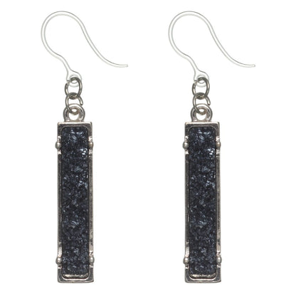 Faux Druzy Bar Dangles Plastic Post Earrings for Sensitive Ears