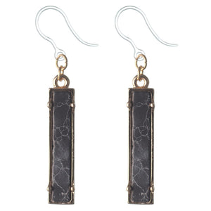 Faux Stone Bar Dangles Hypoallergenic Earrings for Sensitive Ears Made with Plastic Posts