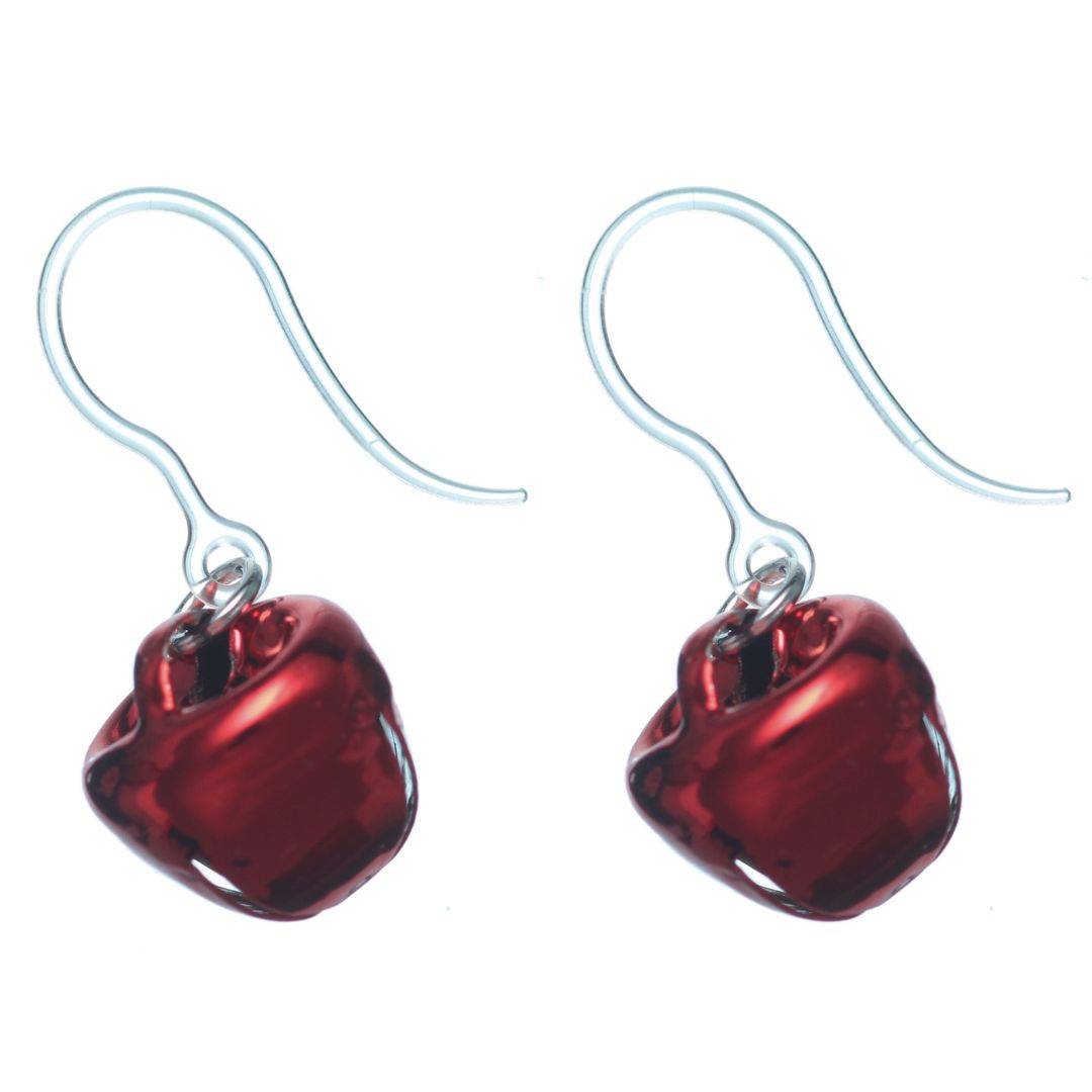 Festive Jingle Bell Dangles Hypoallergenic Earrings for Sensitive Ears Made with Plastic Posts