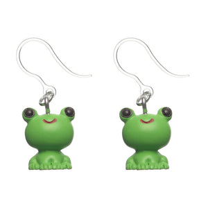 Playful Frog Dangles Hypoallergenic Earrings for Sensitive Ears Made with Plastic Posts