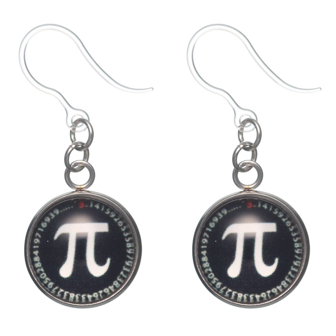 Glass Pi Dangles Hypoallergenic Earrings for Sensitive Ears Made with Plastic Posts