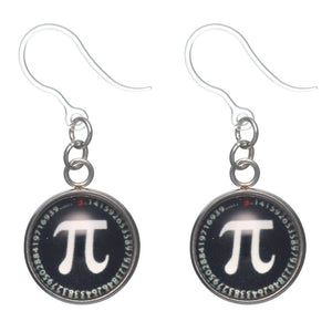 Glass Pi Dangles Hypoallergenic Earrings for Sensitive Ears Made with Plastic Posts