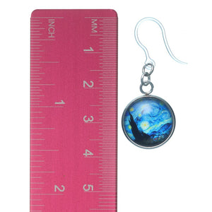 Glass Van Gogh Starry Night Dangles Hypoallergenic Earrings for Sensitive Ears Made with Plastic Posts