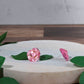 Glassy Pink Rose Studs Hypoallergenic Earrings for Sensitive Ears with Plastic Posts