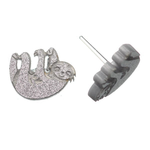 Glitter Sloth Studs Hypoallergenic Earrings for Sensitive Ears Made with Plastic Posts