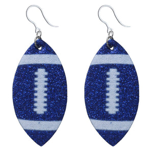Glitter Football Dangles Hypoallergenic Earrings for Sensitive Ears with Plastic Posts