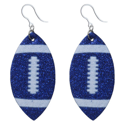 Glitter Football Dangles Hypoallergenic Earrings for Sensitive Ears with Plastic Posts