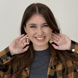 Glitter Football Dangles Hypoallergenic Earrings for Sensitive Ears with Plastic Posts