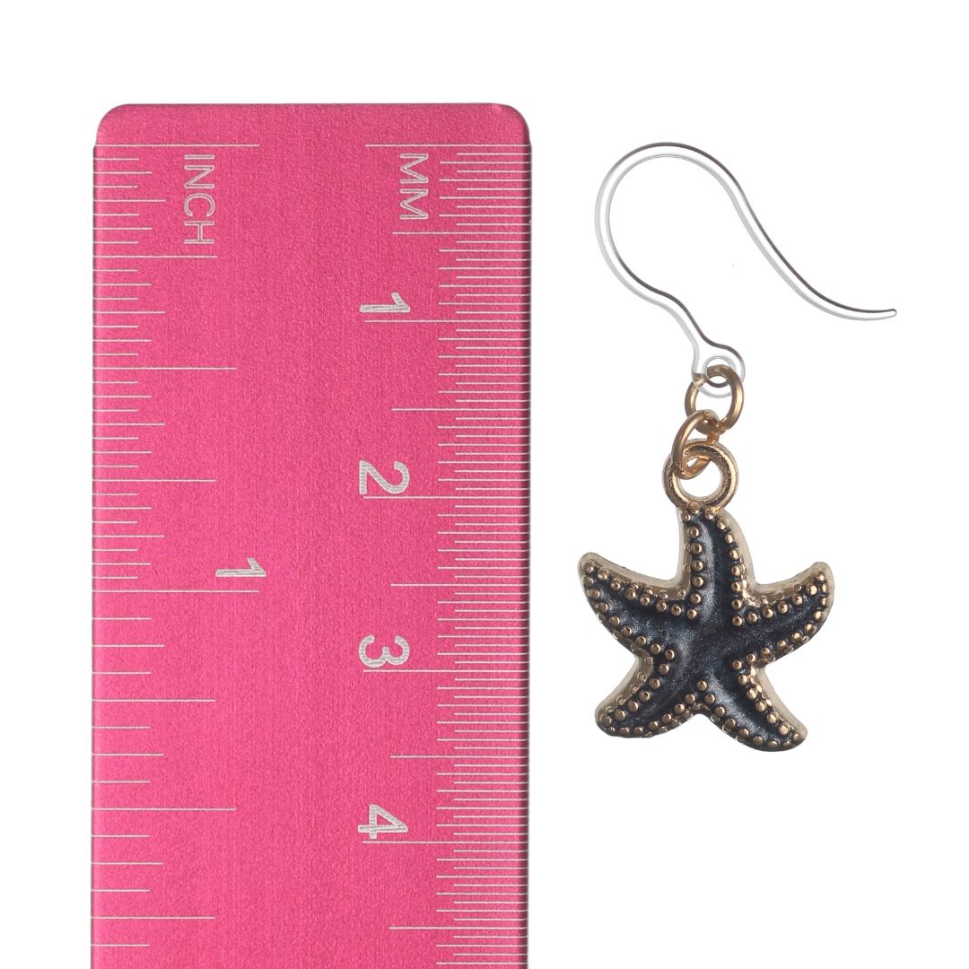 Glittery Starfish Earrings (Dangles) - size