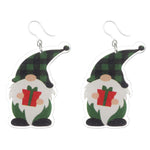 Exaggerated Sparkly Christmas Gnome Earrings (Dangles) - green