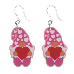 Gnome Heart Dangles Hypoallergenic Earrings for Sensitive Ears Made with Plastic Posts