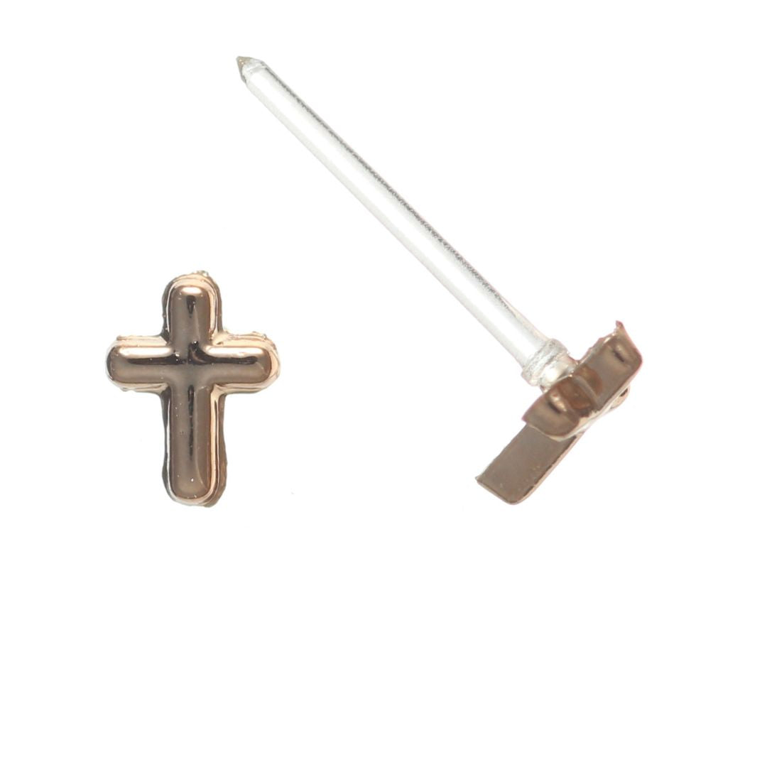 Tiny Gold Cross Earrings (Studs)