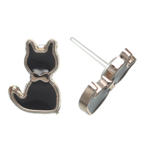 Gold Rimmed Cat Studs Hypoallergenic Earrings for Sensitive Ears Made with Plastic Posts