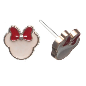 Gold Rimmed Girl Mouse Studs Hypoallergenic Earrings for Sensitive Ears Made with Plastic Posts