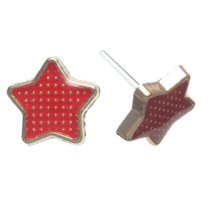 Gold Rimmed Pin Star Studs Hypoallergenic Earrings for Sensitive Ears Made with Plastic Posts