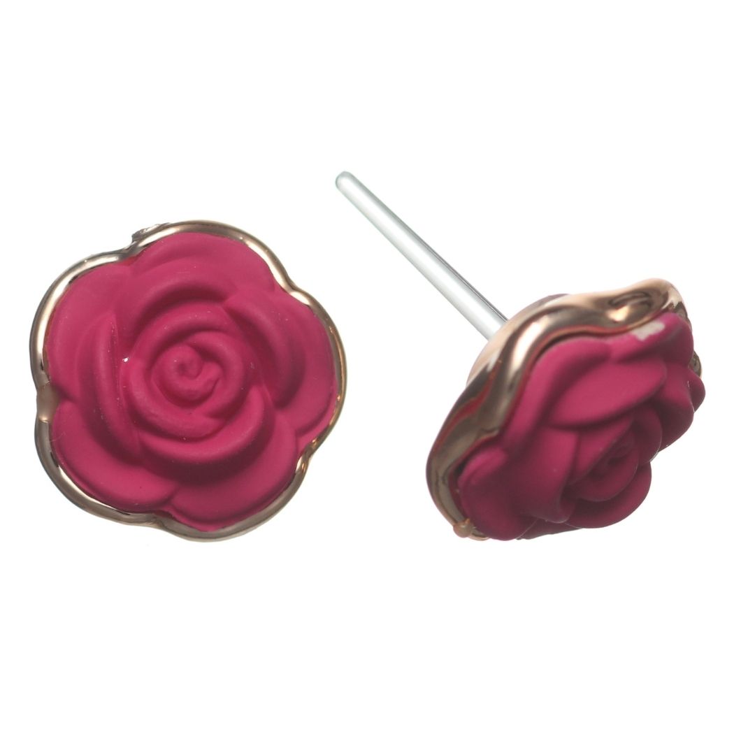 Gold Rimmed Rose Studs