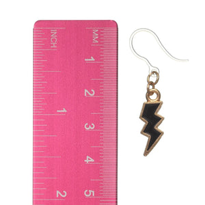 Gold Rimmed Lightning Bolt Dangles Hypoallergenic Earrings for Sensitive Ears Made with Plastic Posts