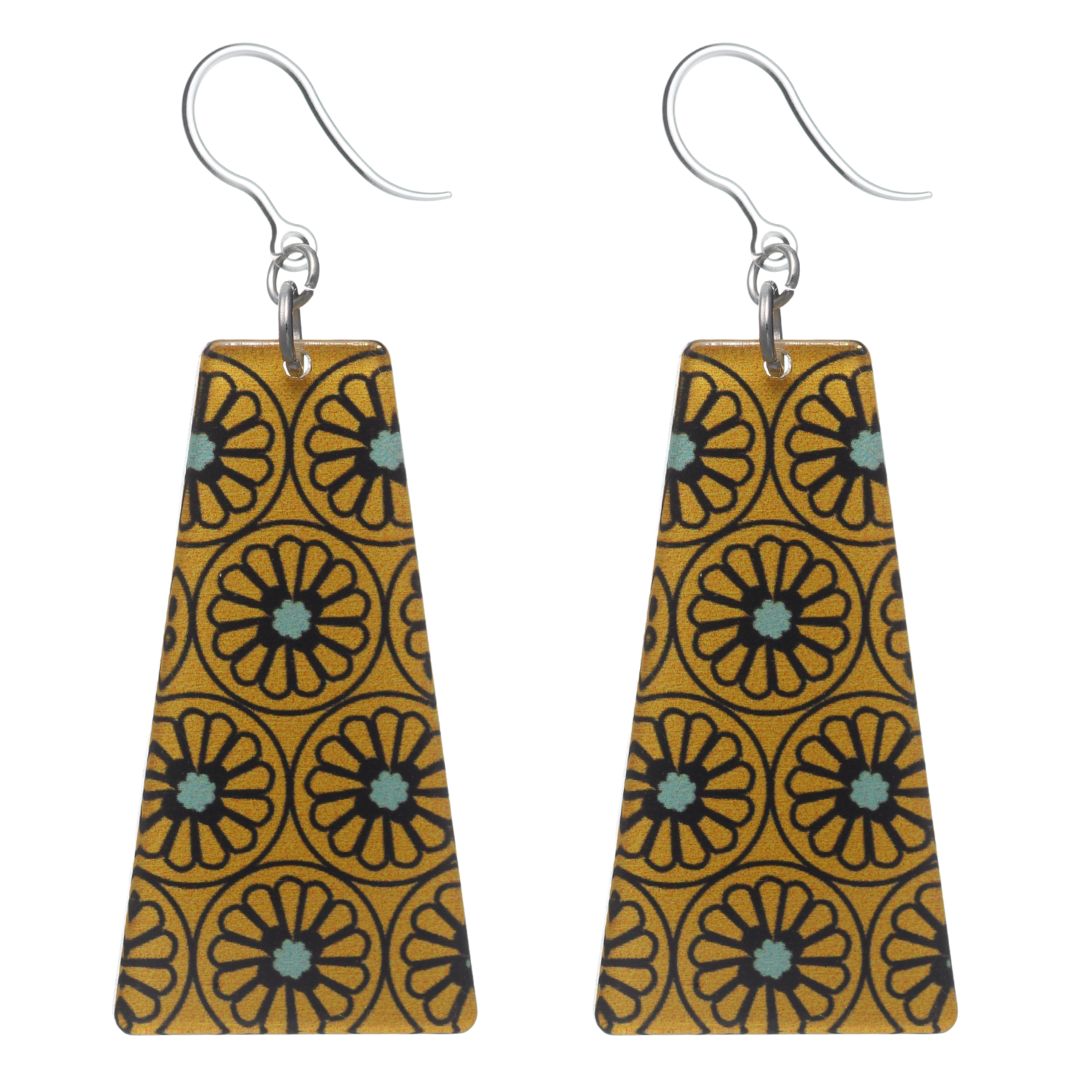 Daisy Tile Earrings (Dangles) - yellow