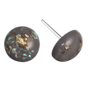Gold Fleck Button 12mm Earrings (Studs) - gray