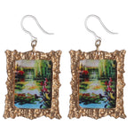 Exaggerated Monet Framed Art Earrings (Dangles) - green