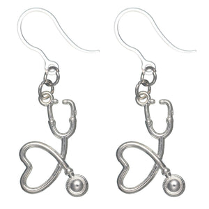 Heart Stethoscope Dangles Hypoallergenic Earrings for Sensitive Ears Made with Plastic Posts