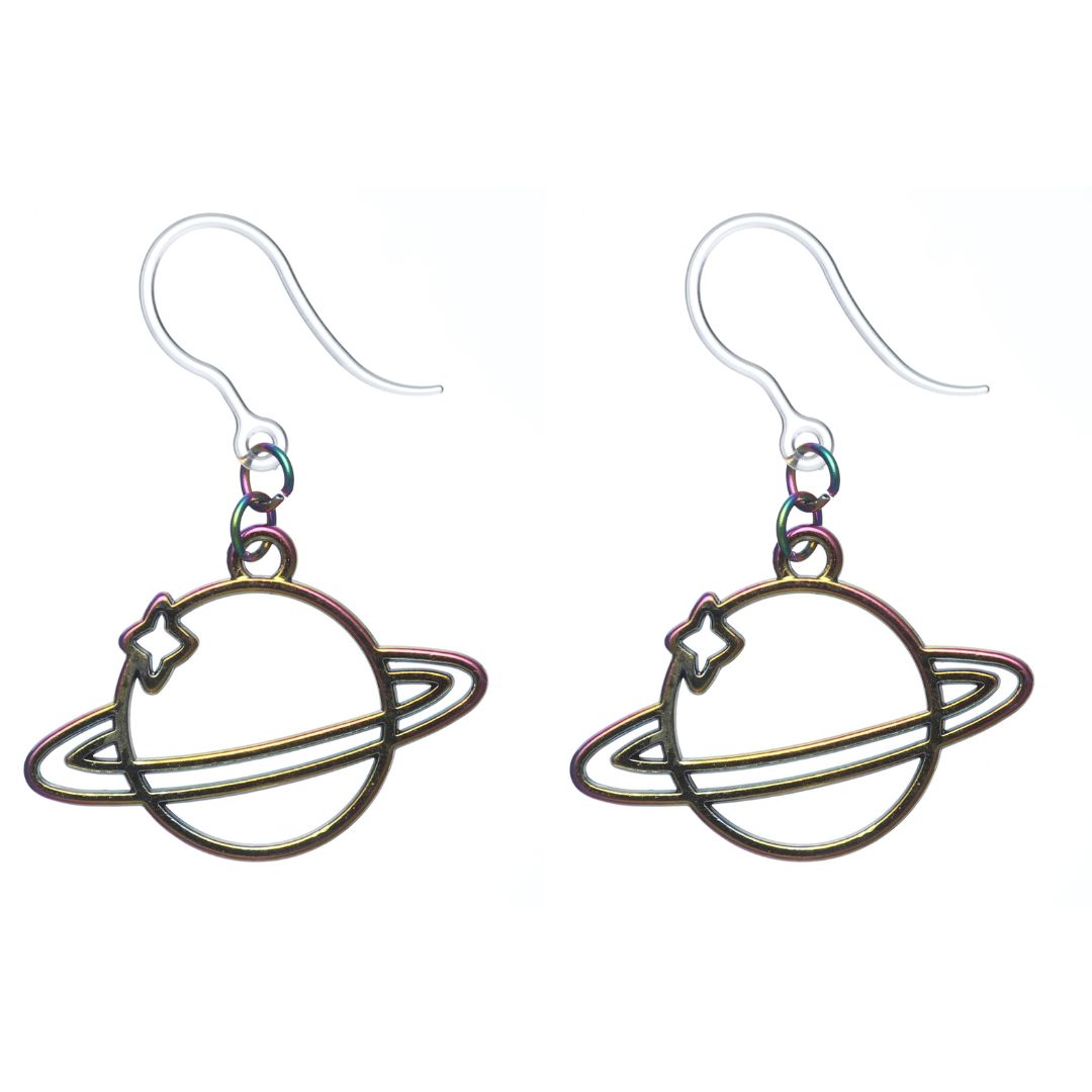 Iridescent SpaceEarrings (Dangles) - hollow planet