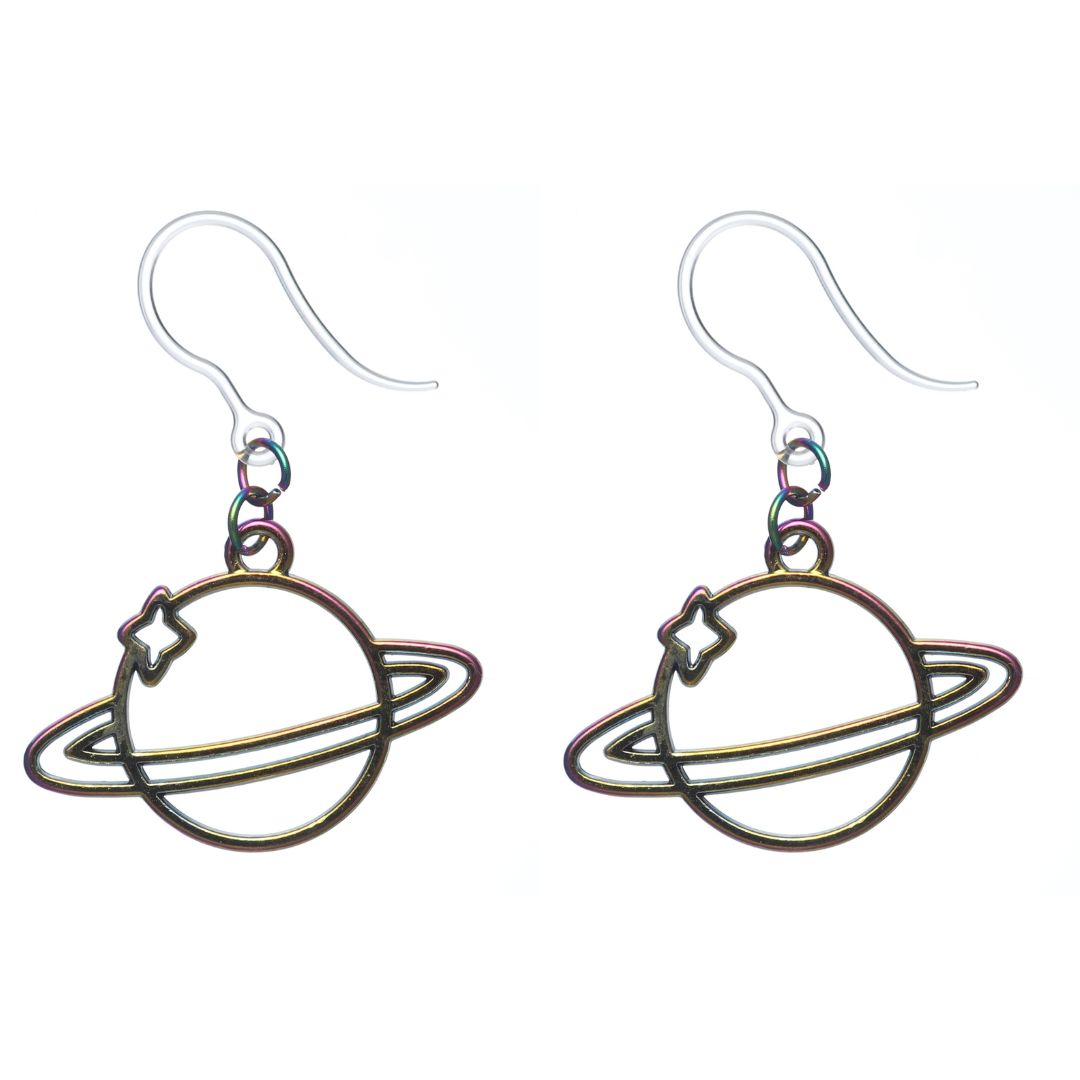 Iridescent SpaceEarrings (Dangles) - hollow planet