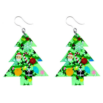 Exaggerated Festive Christmas Tree Dangles Hypoallergenic Earrings for Sensitive Ears Made with Plastic Posts