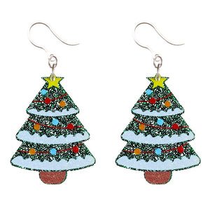Glittery Decorated Christmas Tree Earrings (Dangles)