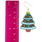 Glittery Decorated Christmas Tree Earrings (Dangles) - size