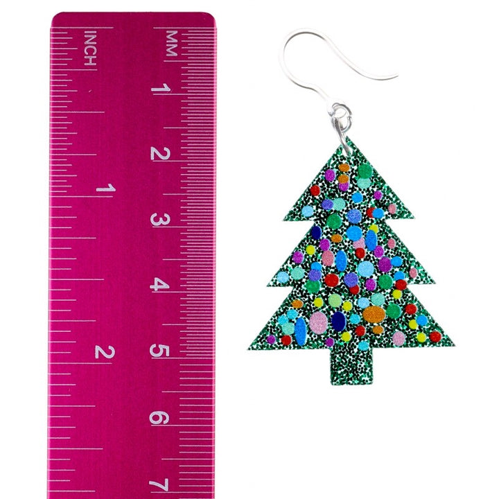 Glittery Bubble Christmas Tree Earrings (Dangles) - size